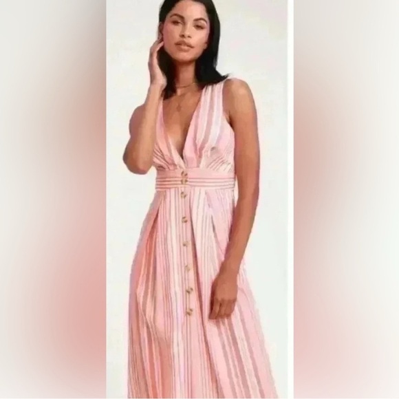 Lulus Estnelly Red Striped Button-Front Midi Dress
Size Small - Picture 1 of 13
